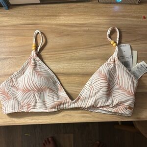 Roxy White and tan/brown Bikini Top